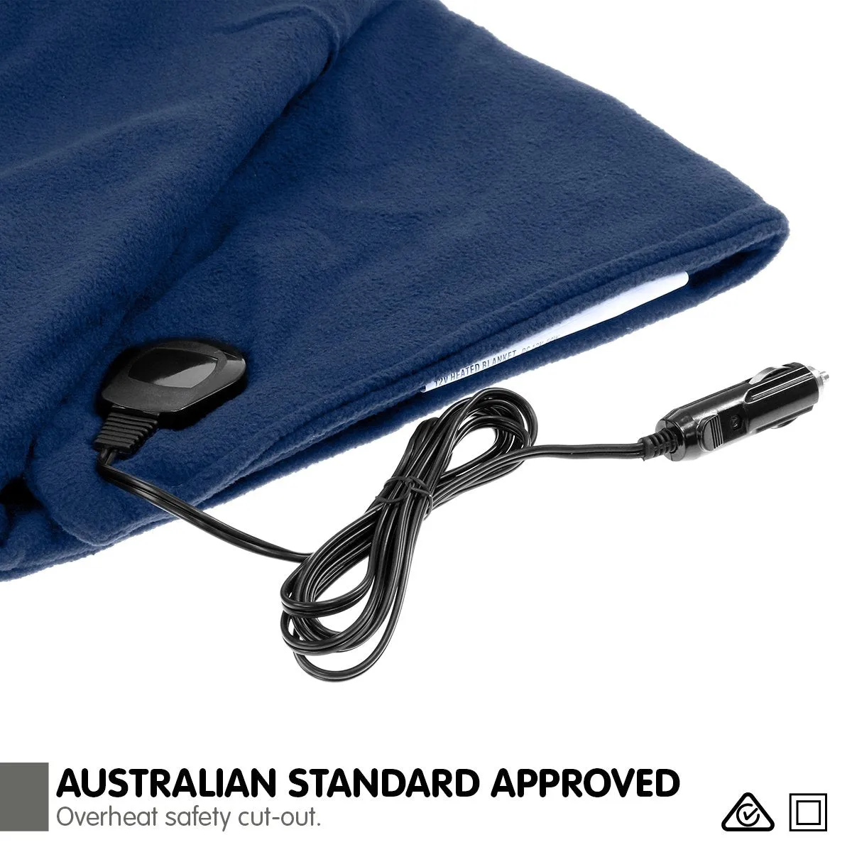 12V Heated Electric Car Blanket 150x110cm, Polyester Fleece