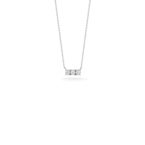 14K White Gold 3 Stone Diamond Bar Necklace