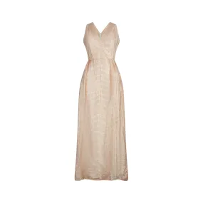 1960s Jean Allen Gold and Cream Lurex Maxi Dress