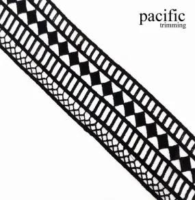 2 3/4" Black Polyester Lace Trim - LA190718