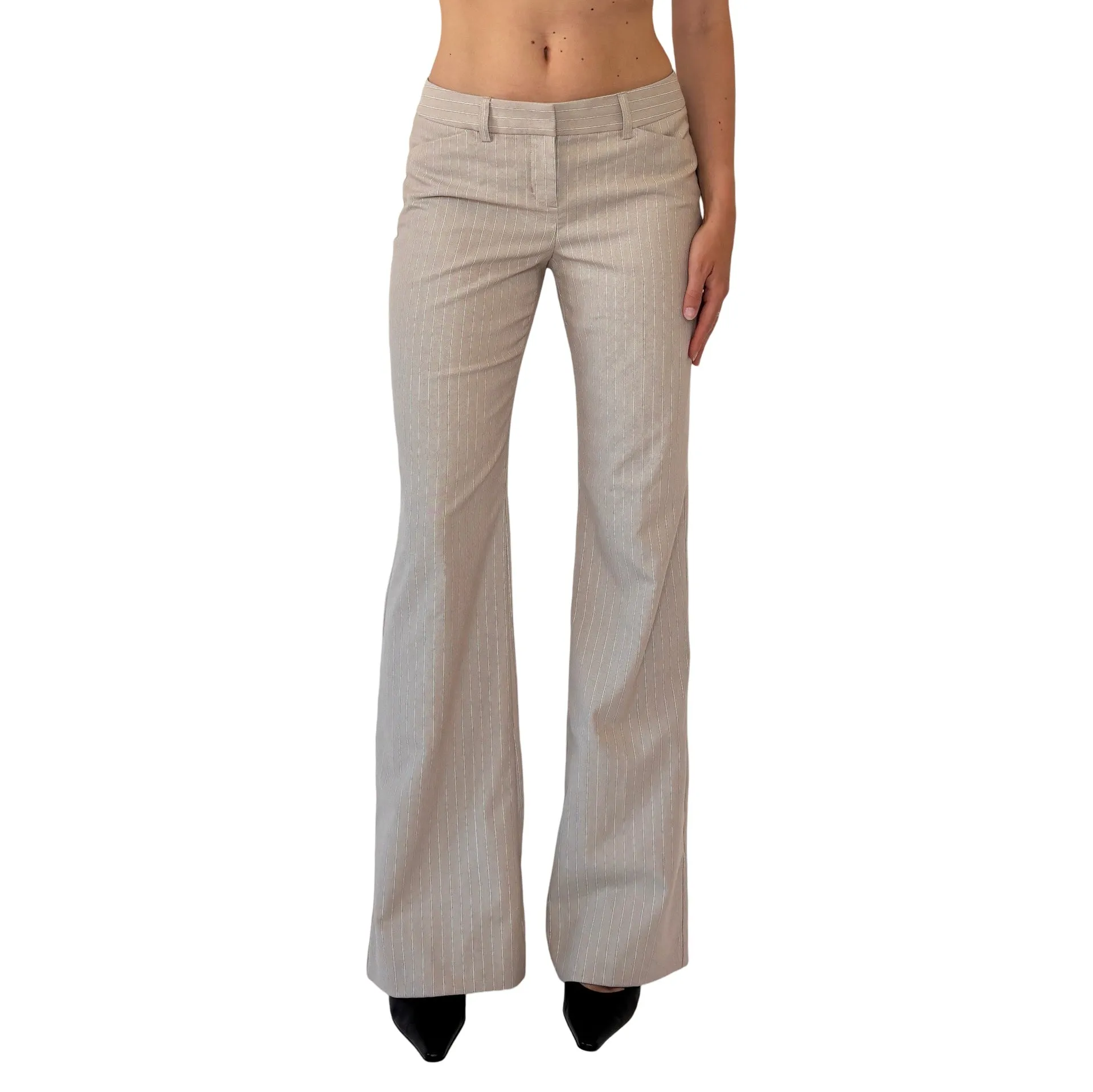 2000s Nude Pinstripe Flares (XS)