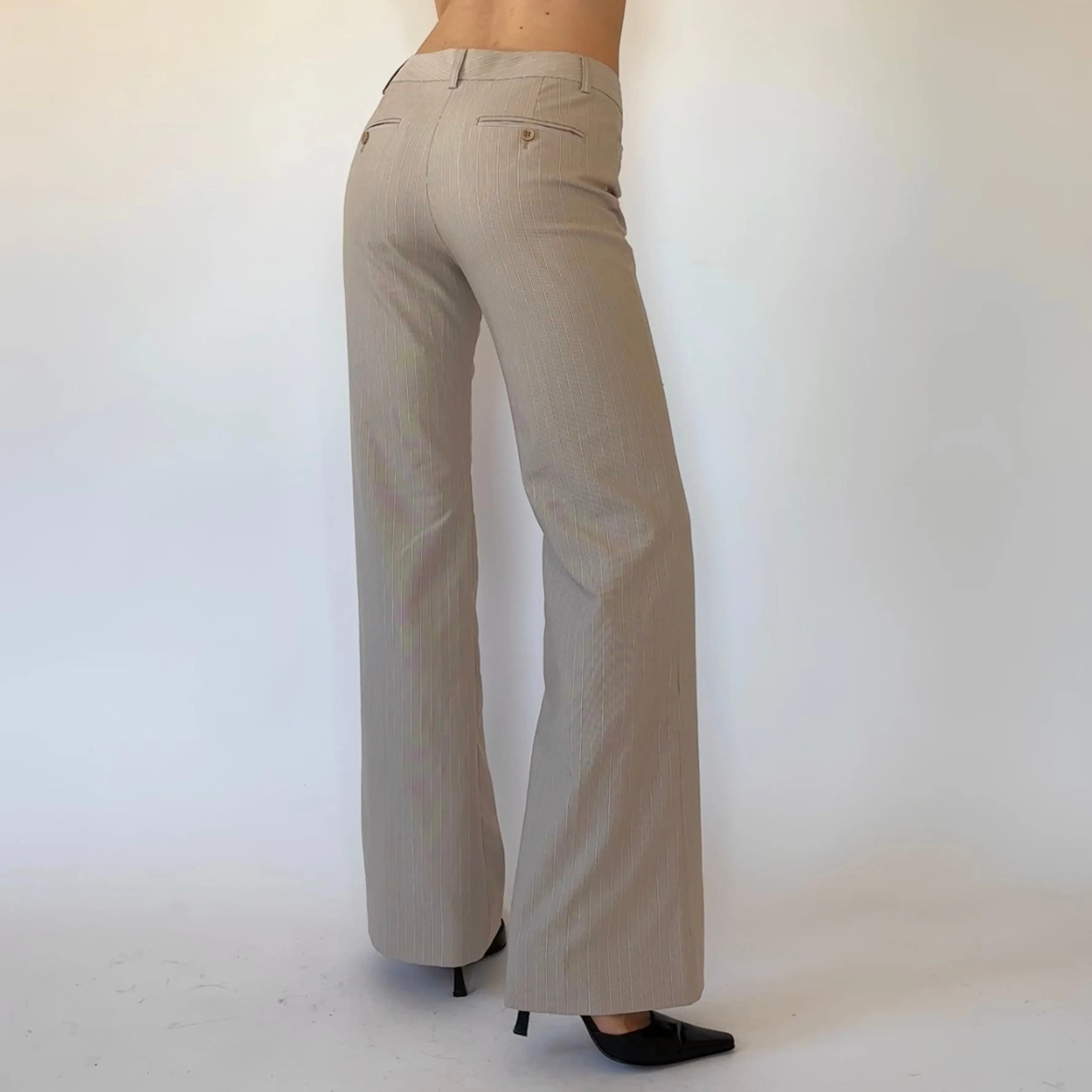 2000s Nude Pinstripe Flares (XS)