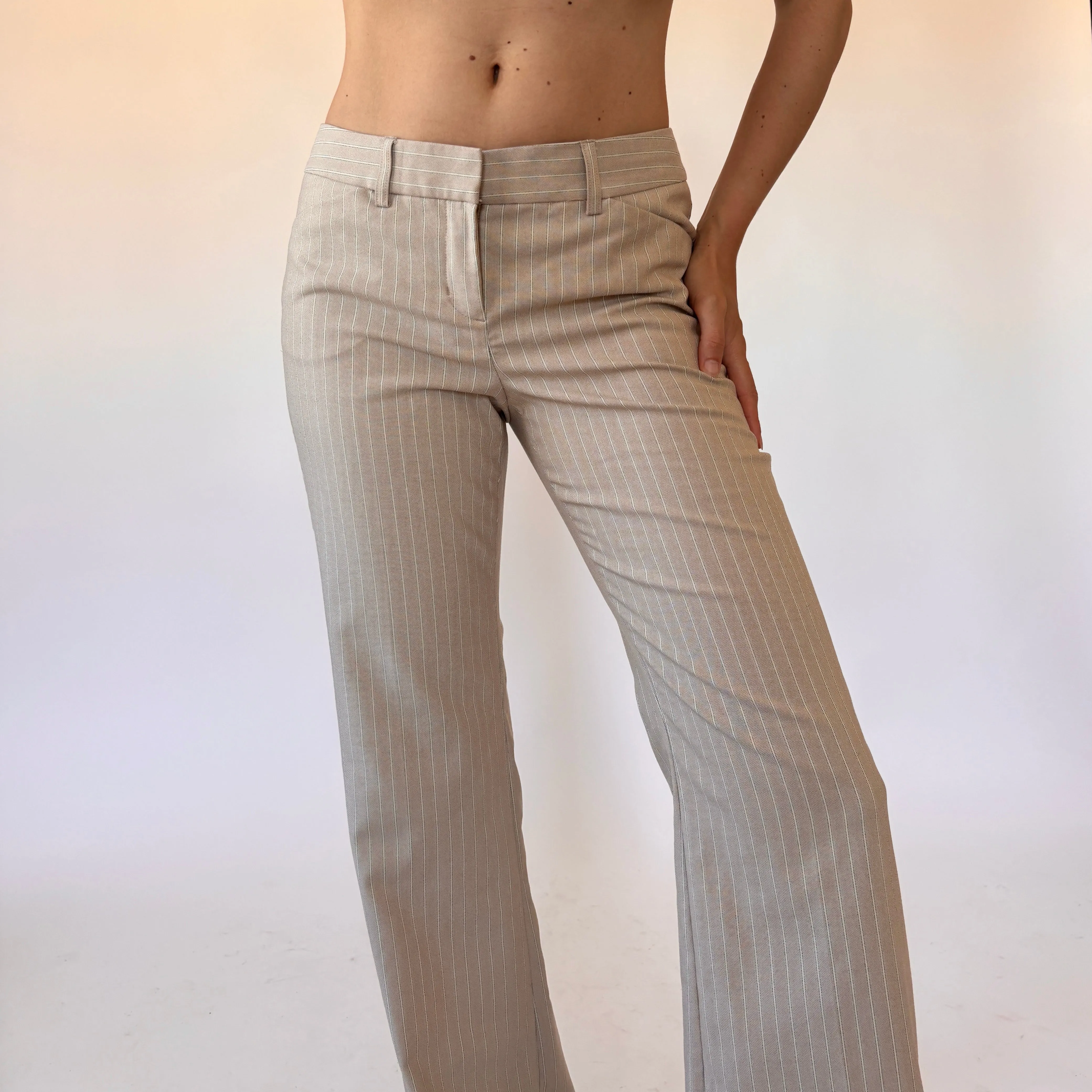 2000s Nude Pinstripe Flares (XS)