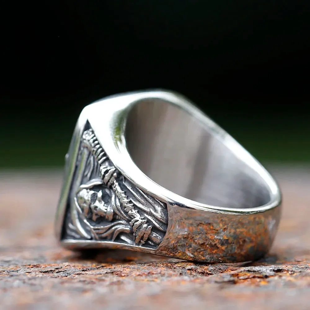 2023 Vintage Mens 316L Stainless Steel Rings for Men Death Sickle Domineering Skull Ring Men's Hip-hop Punk Party Jewelry Gift