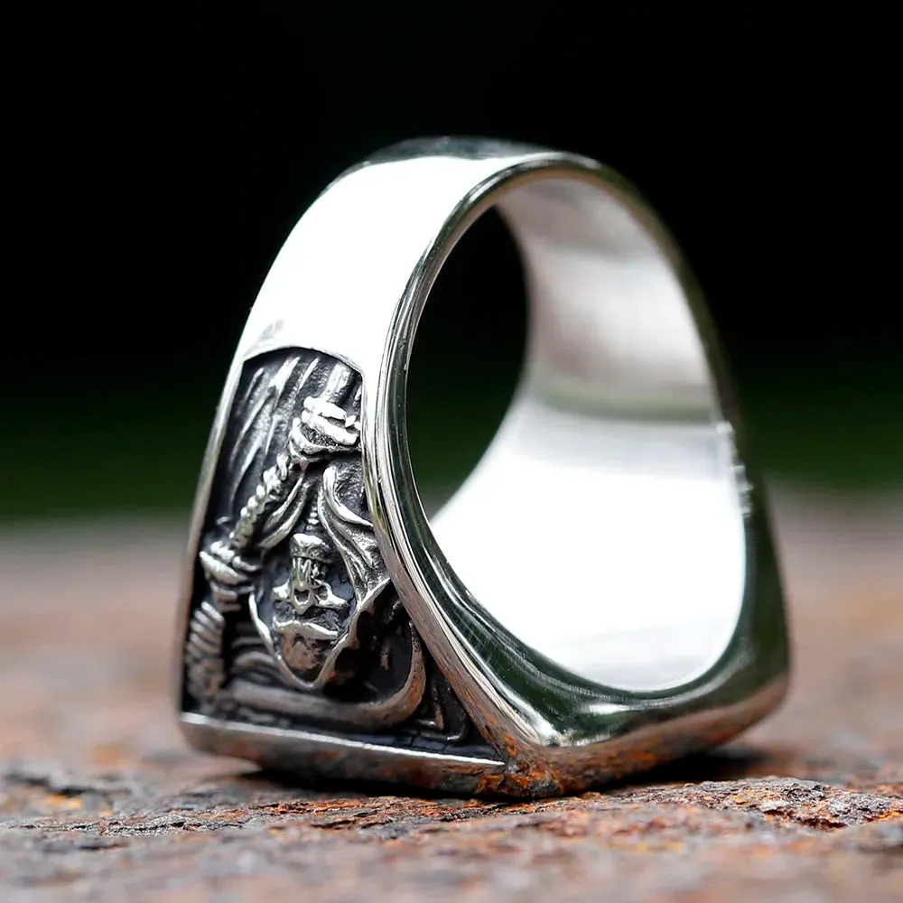 2023 Vintage Mens 316L Stainless Steel Rings for Men Death Sickle Domineering Skull Ring Men's Hip-hop Punk Party Jewelry Gift