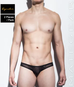 [2pc/Pack] Sexy Men's Underwear Mini Squarecut Trunks - Ran Kwang (Flat Front / Reduced Sides) (Soft Thin Mesh Signature Series)