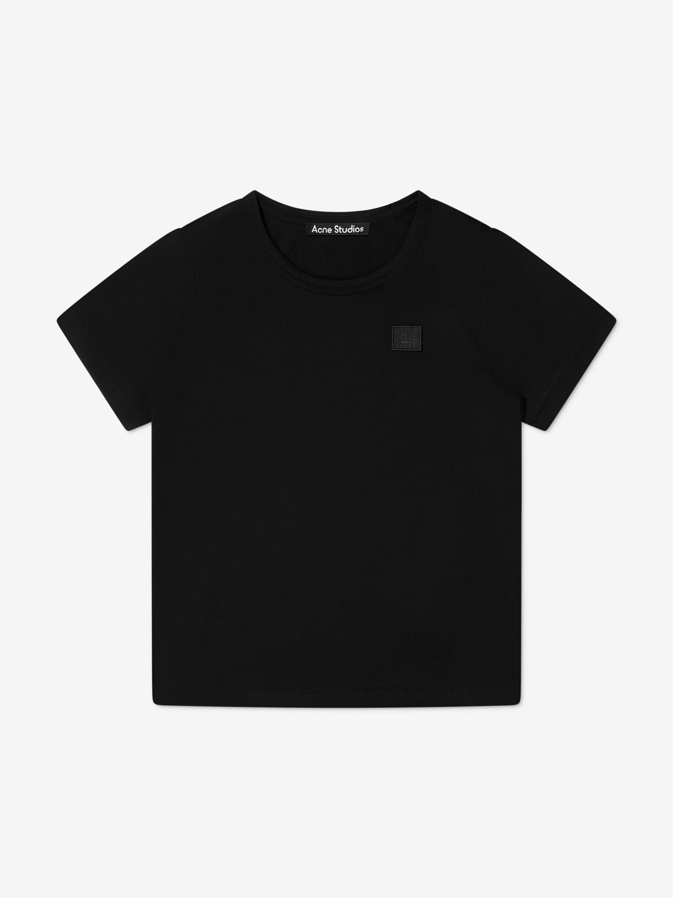 Acne Studios Kids Mini Nash Face Logo Patch T-Shirt in Black