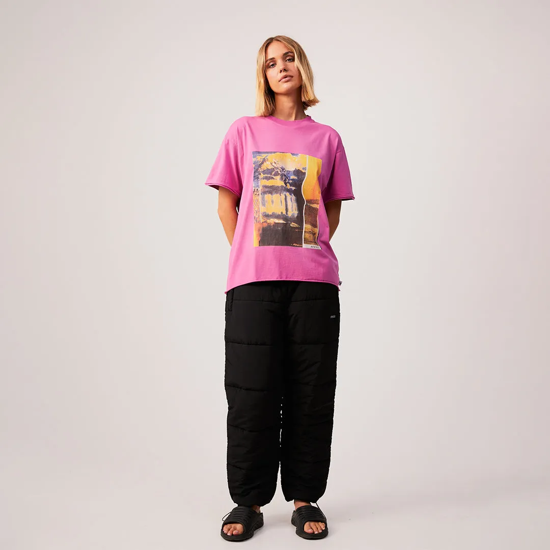 AFENDS Womens Boulevard - Oversized Graphic T-Shirt - Worn Bubblegum