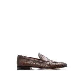 AGADIR DK BROWN BRAIDED GOATSK IN GOATSKIN LEATHER SOLE