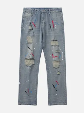 AlanBalen® - Distressed Graffiti Jeans