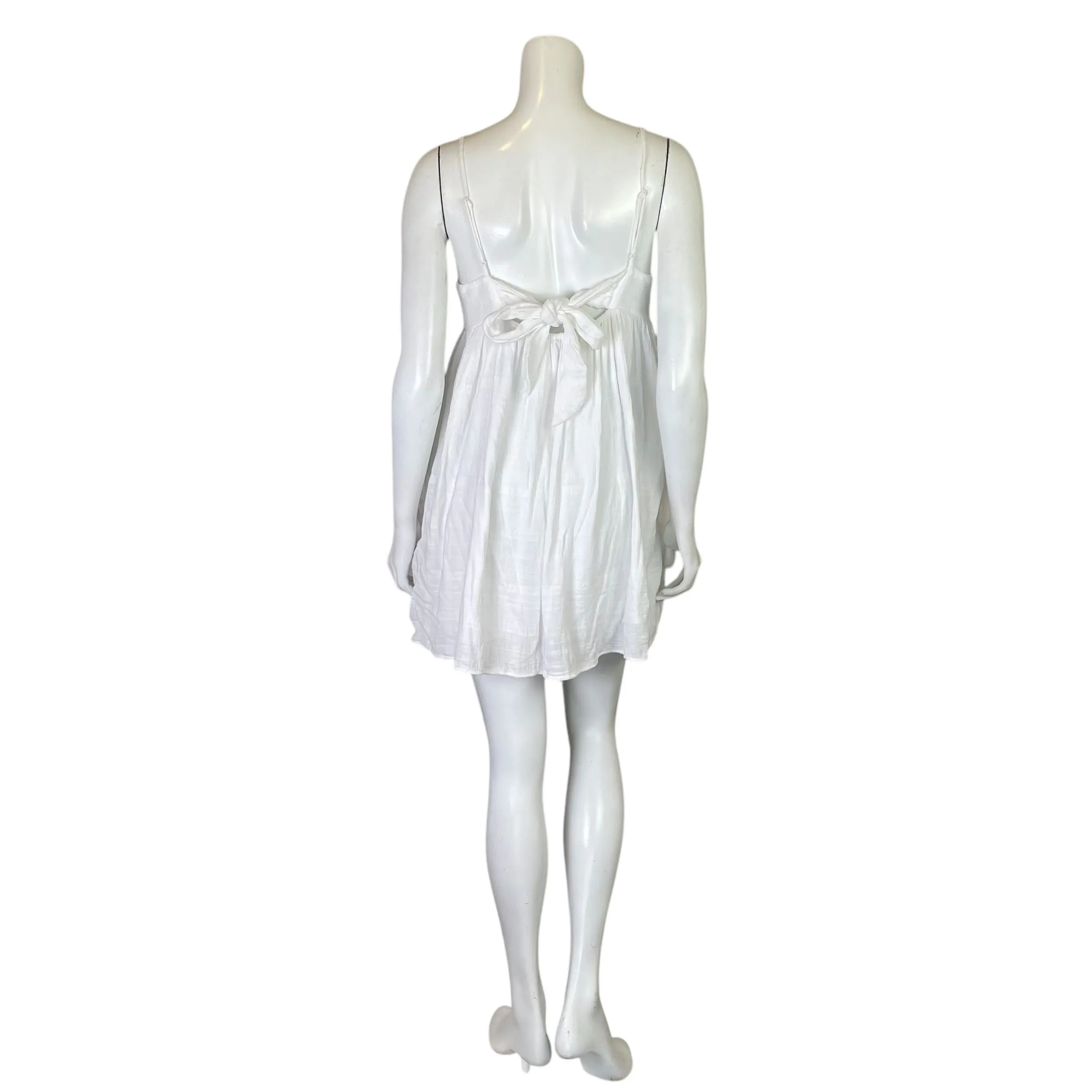 American Eagle | Womens White Baby Doll Tie Back Mini Dress | Size: S