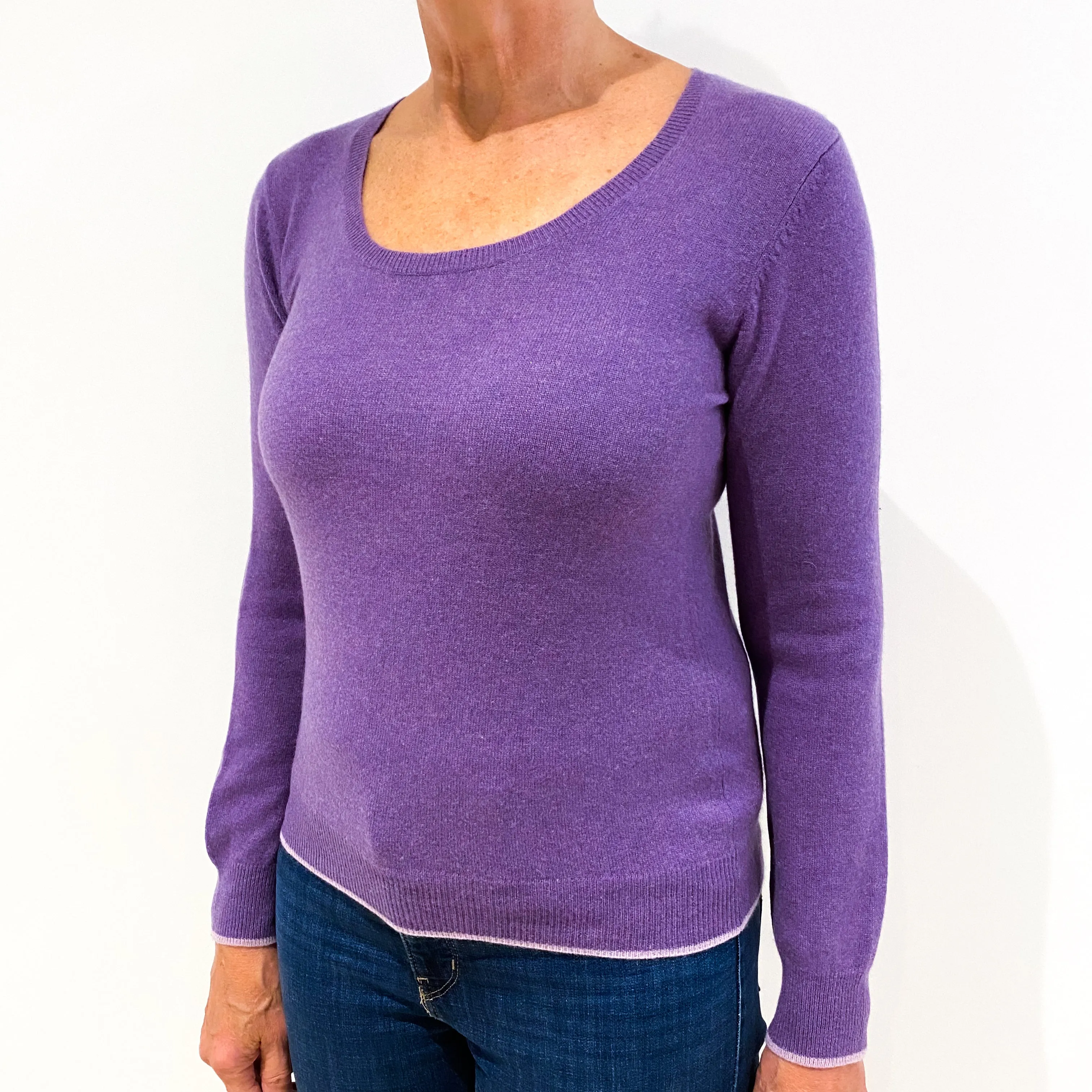 Amethyst Purple Cashmere Crew Neck Jumper Medium