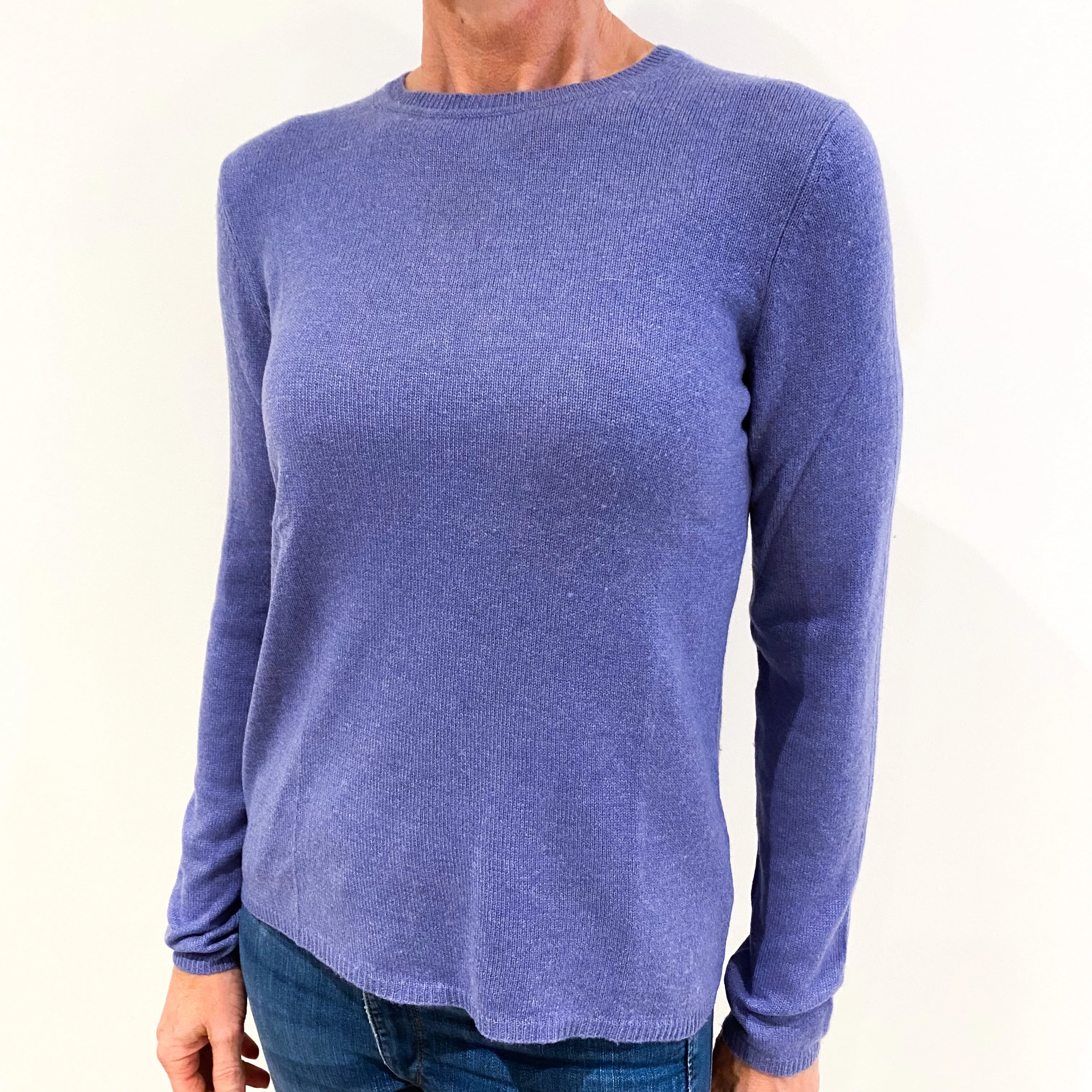 Amethyst Purple Lightweight Cashmere Crew Neck Jumper Small