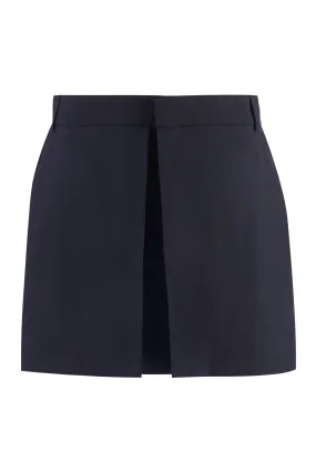 AMI PARIS Elegant Blue Wool Mini Skirt