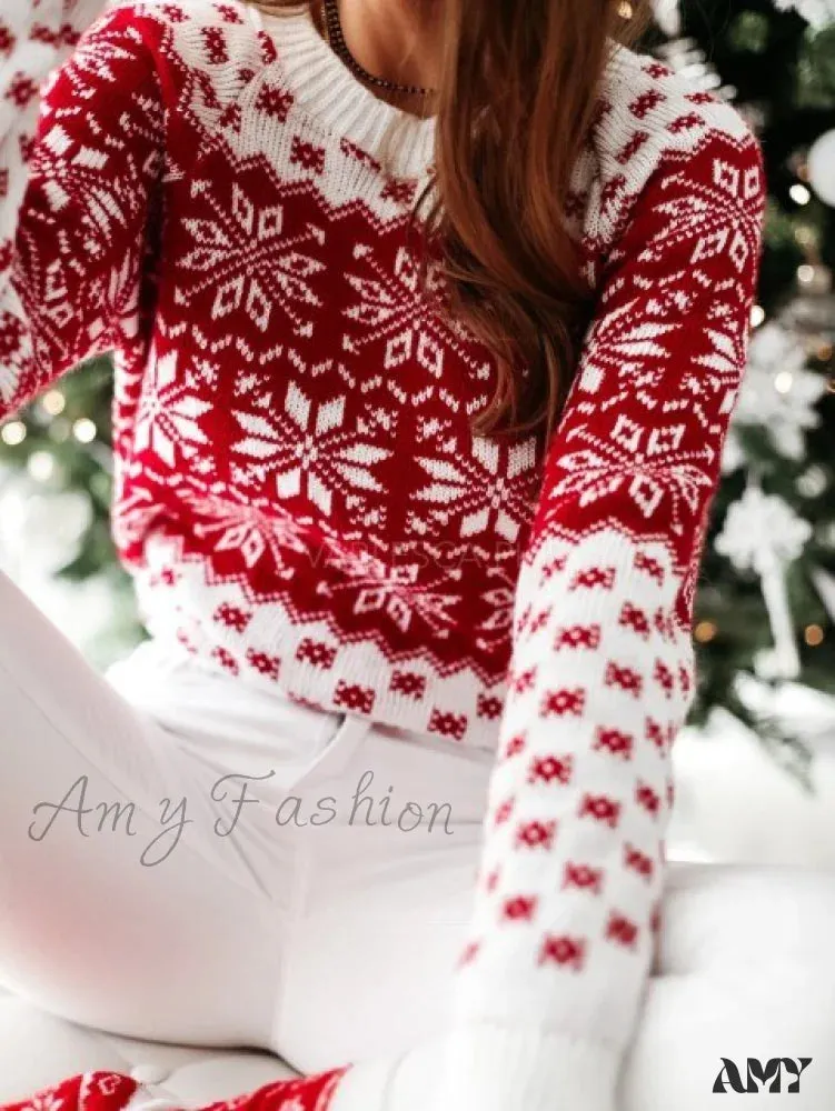 Amy Fashion - Christmas Santa Snowflake Sweaters