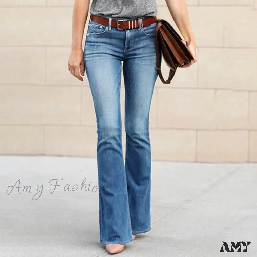 Amy Fashion - Loose Casual Fashion Plus Size Ladies Denim Trousers