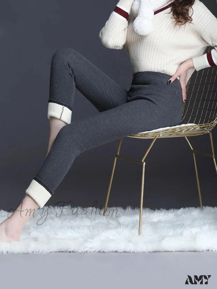 Amy Fashion - Warm Lamb Cashmere thick Winter Leggings