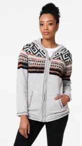 Anita Grey Border Print Hoodie