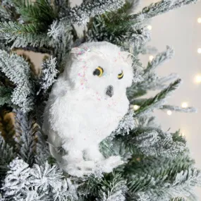 Artificial White Owl Decoration - 15cm