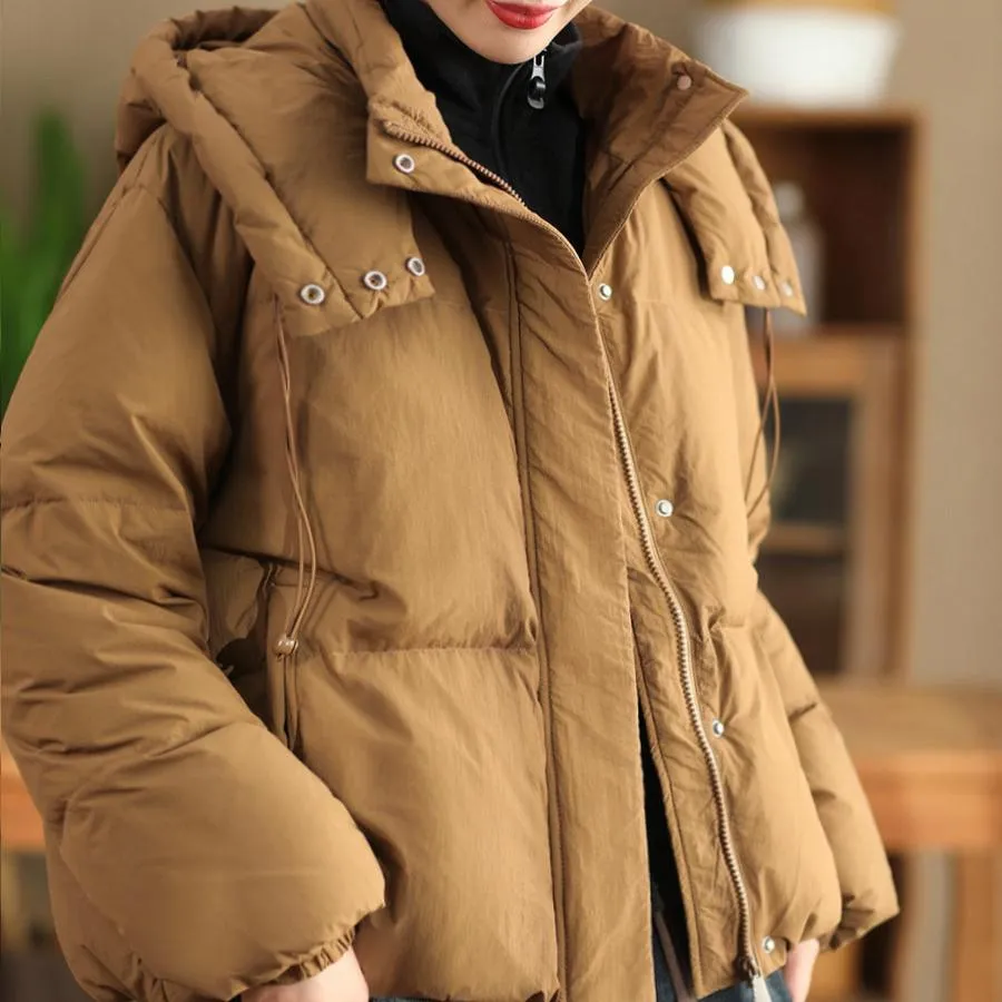 Babakud Women Winter Windproof Hooded Thick Warm Puffer Short Jacket