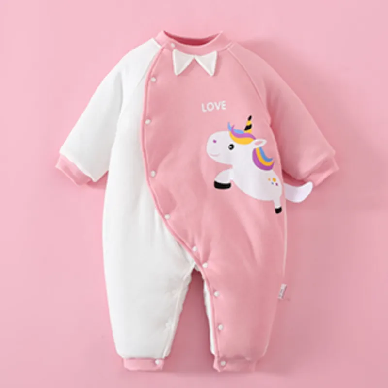 Baby Winter Warm Cotton Romper Pink Series