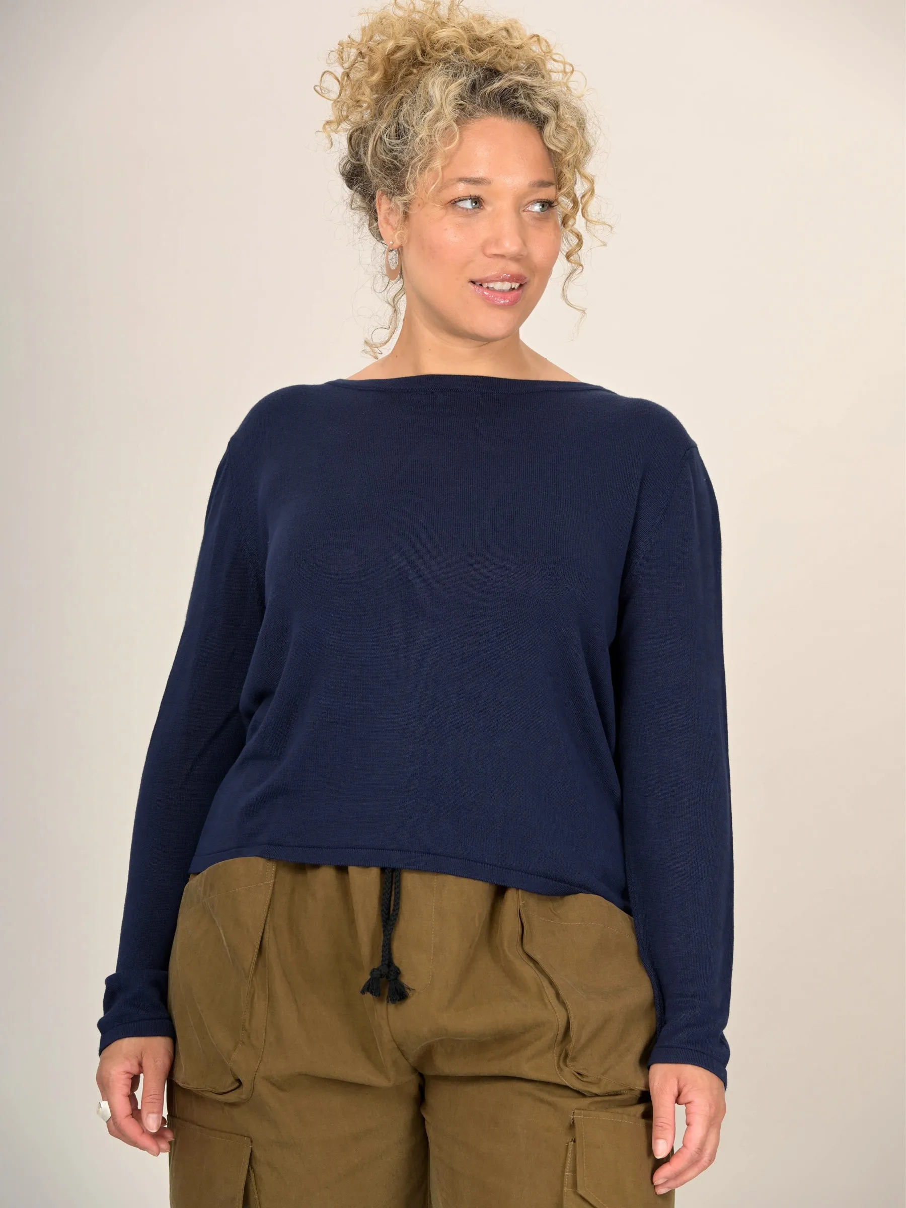 Bamboo Round Neck Boxy Sweater