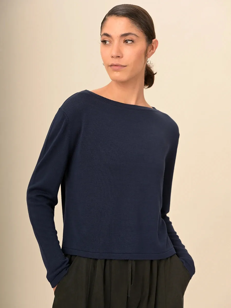 Bamboo Round Neck Boxy Sweater