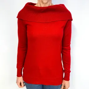 Berry Red Cashmere Funnel Neck Jumper Medium