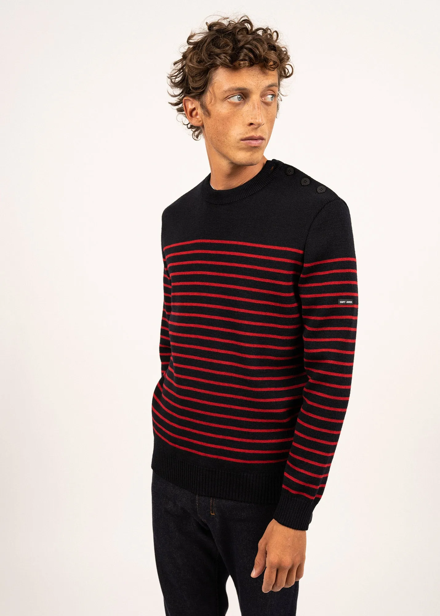 Binic striped sailor jumper - regular fit, in pure new wool (NAVY/MEDOC)