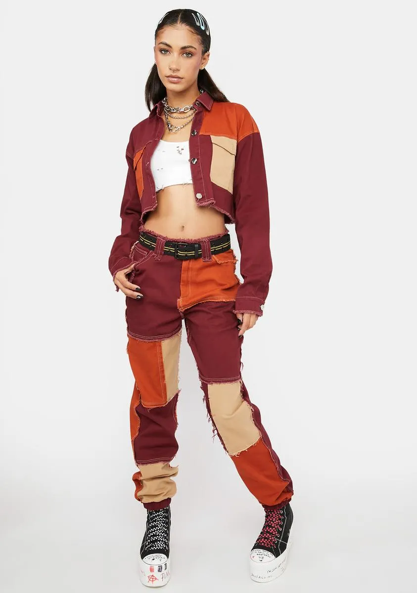 Bitter Hidden Layers Patchwork Crop Jacket