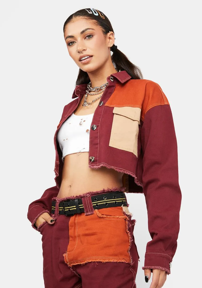 Bitter Hidden Layers Patchwork Crop Jacket