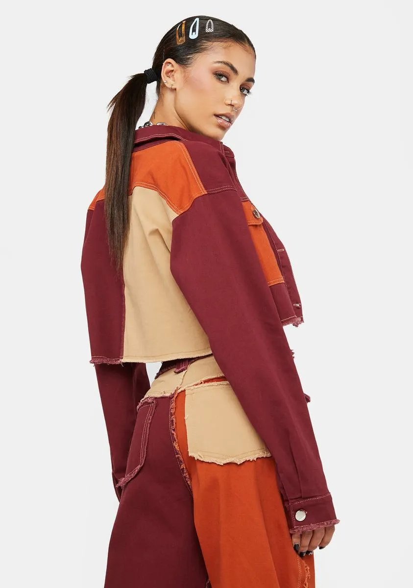 Bitter Hidden Layers Patchwork Crop Jacket