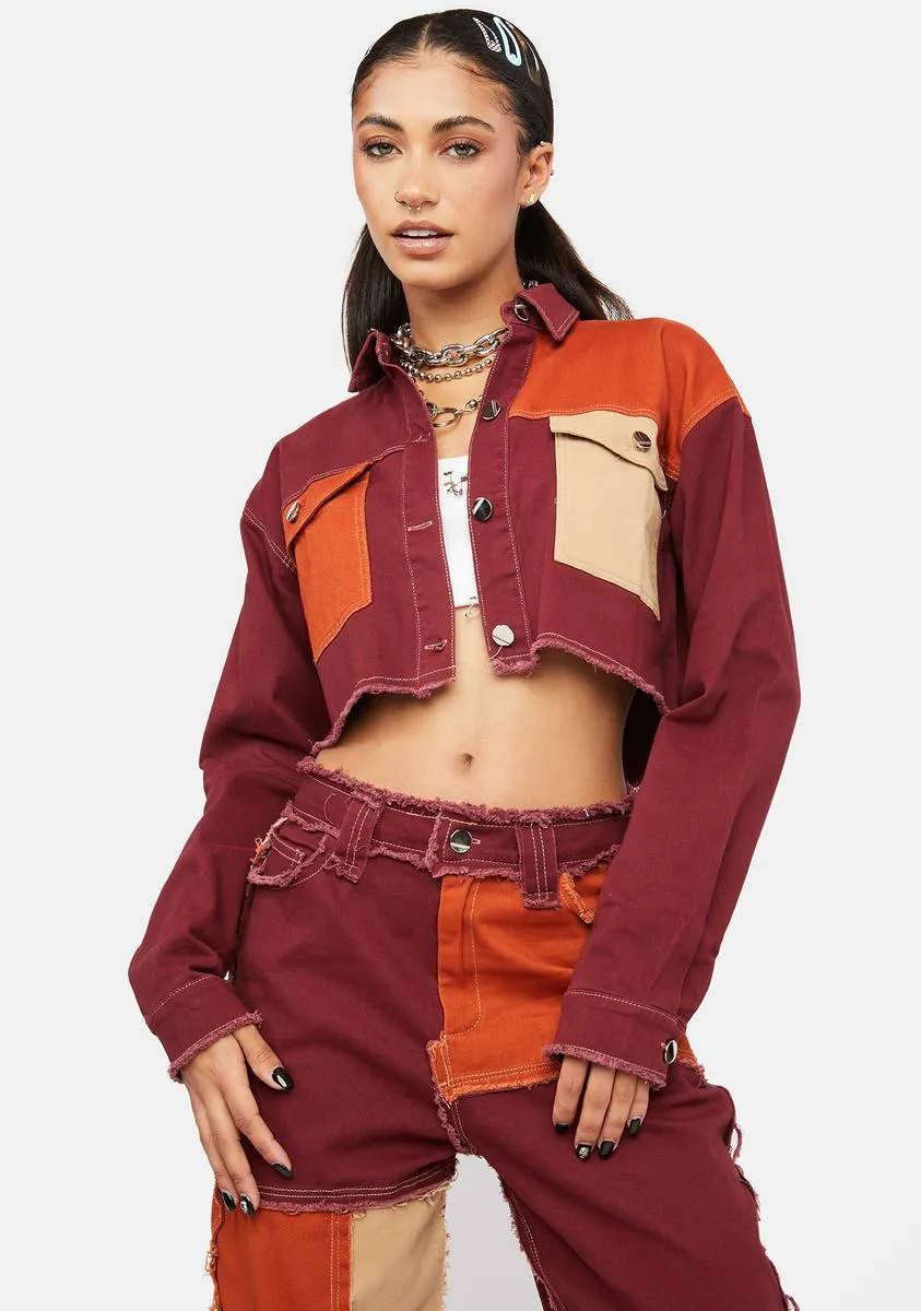 Bitter Hidden Layers Patchwork Crop Jacket