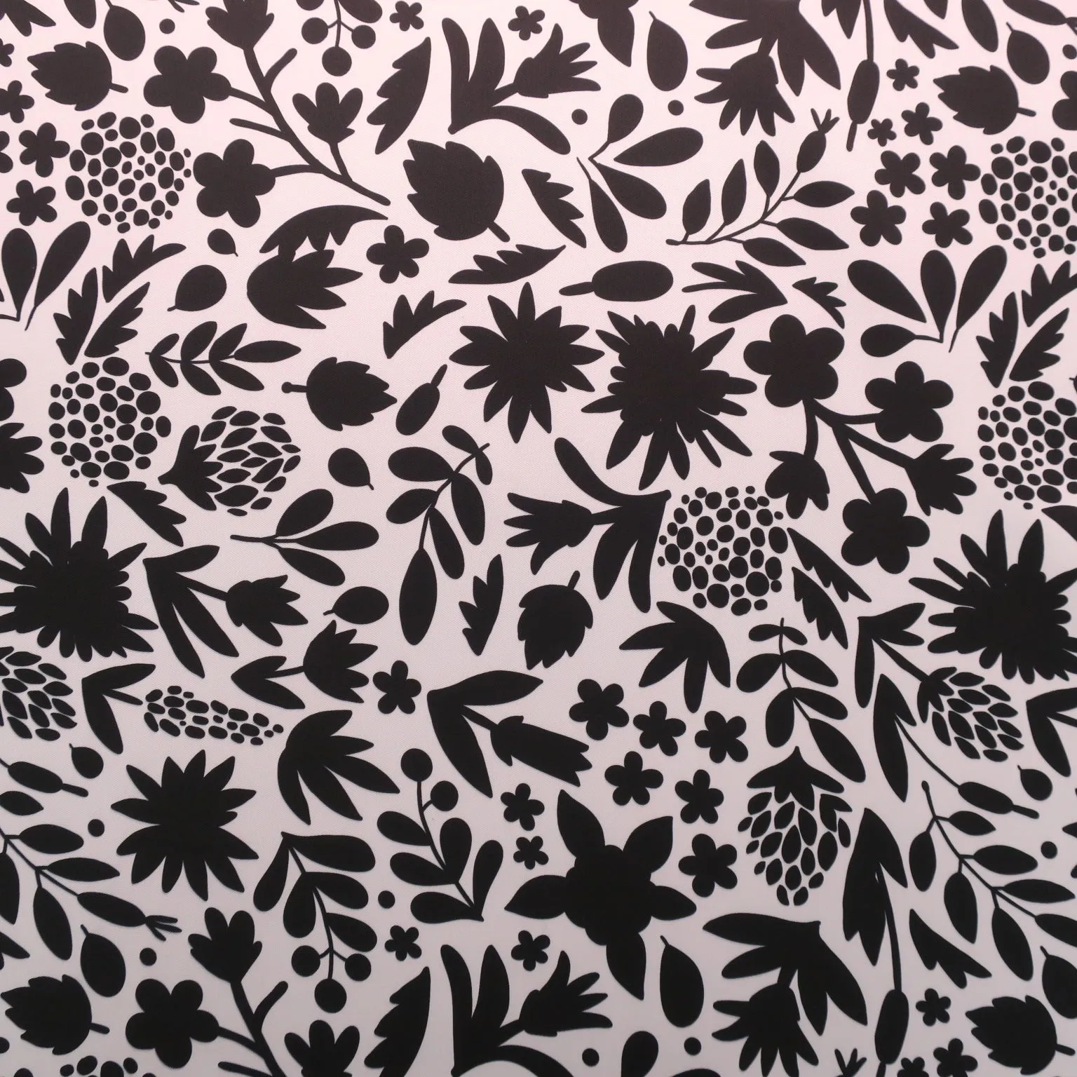 Black Abstract on White Printed Polyester Mikado Fabric