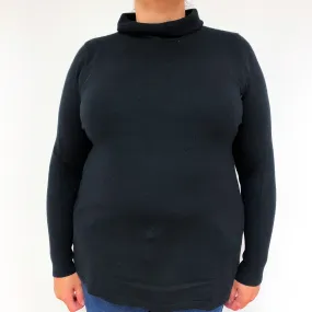 Black Cashmere Funnel Neck Jumper Extra Large