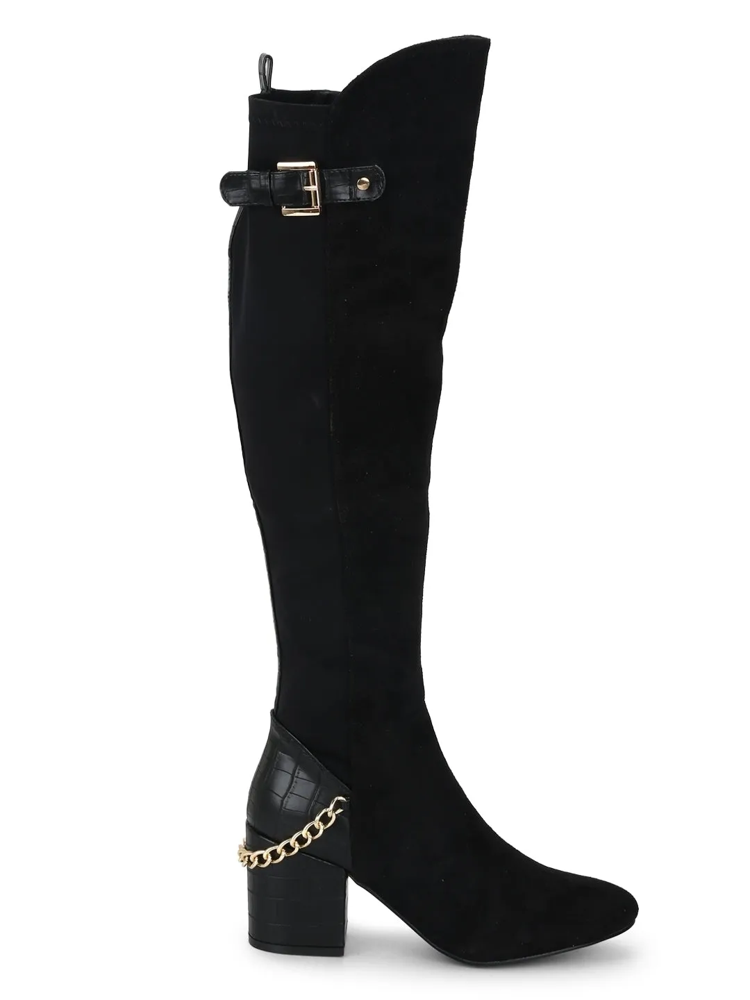 Black Micro Chained Long Boots