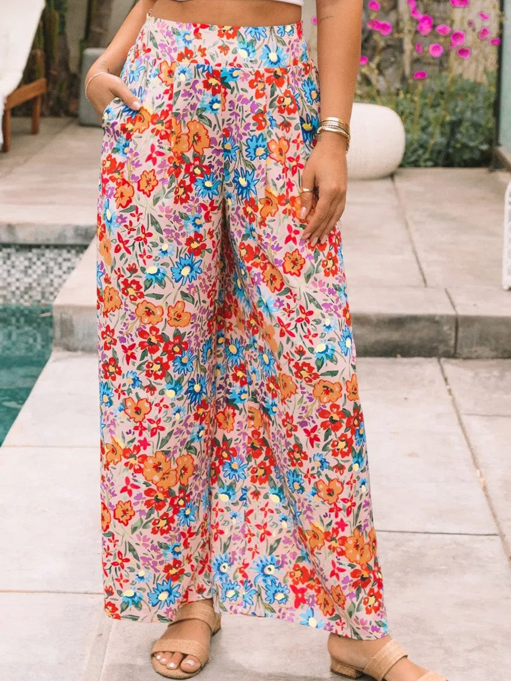 Blossom Dreams Multicolored Floral Wide Leg Pants