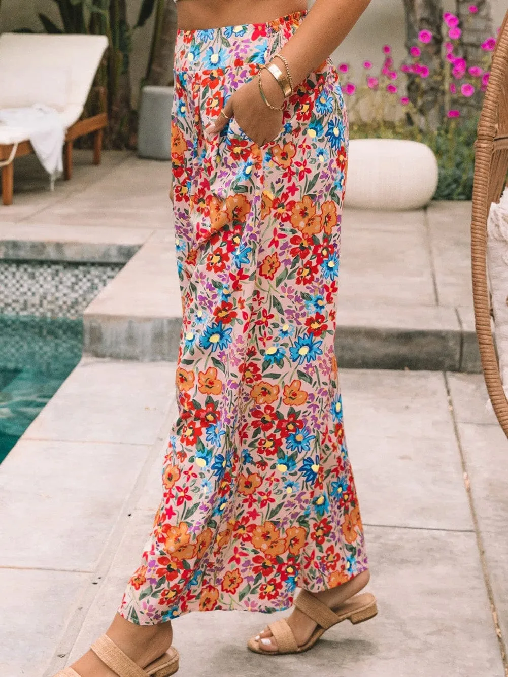 Blossom Dreams Multicolored Floral Wide Leg Pants