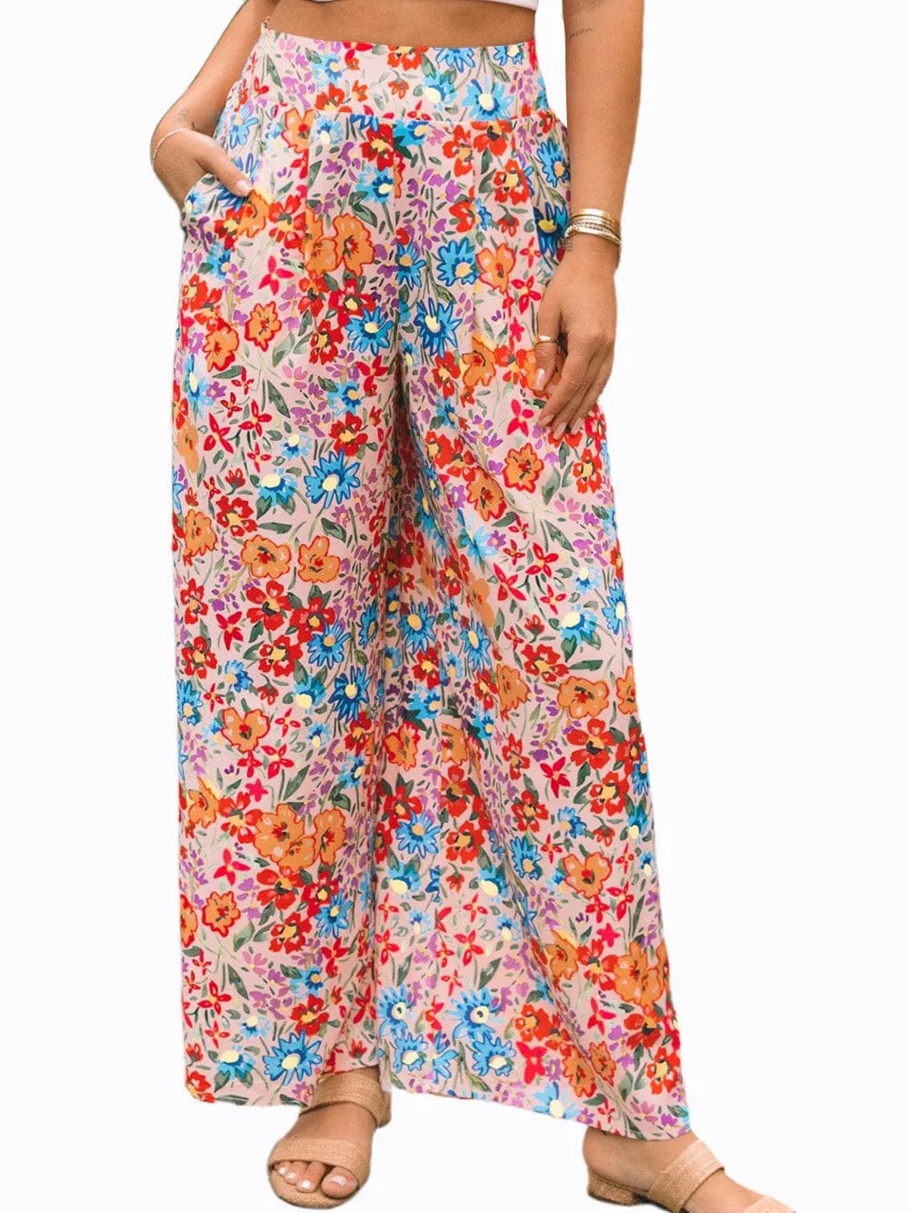 Blossom Dreams Multicolored Floral Wide Leg Pants