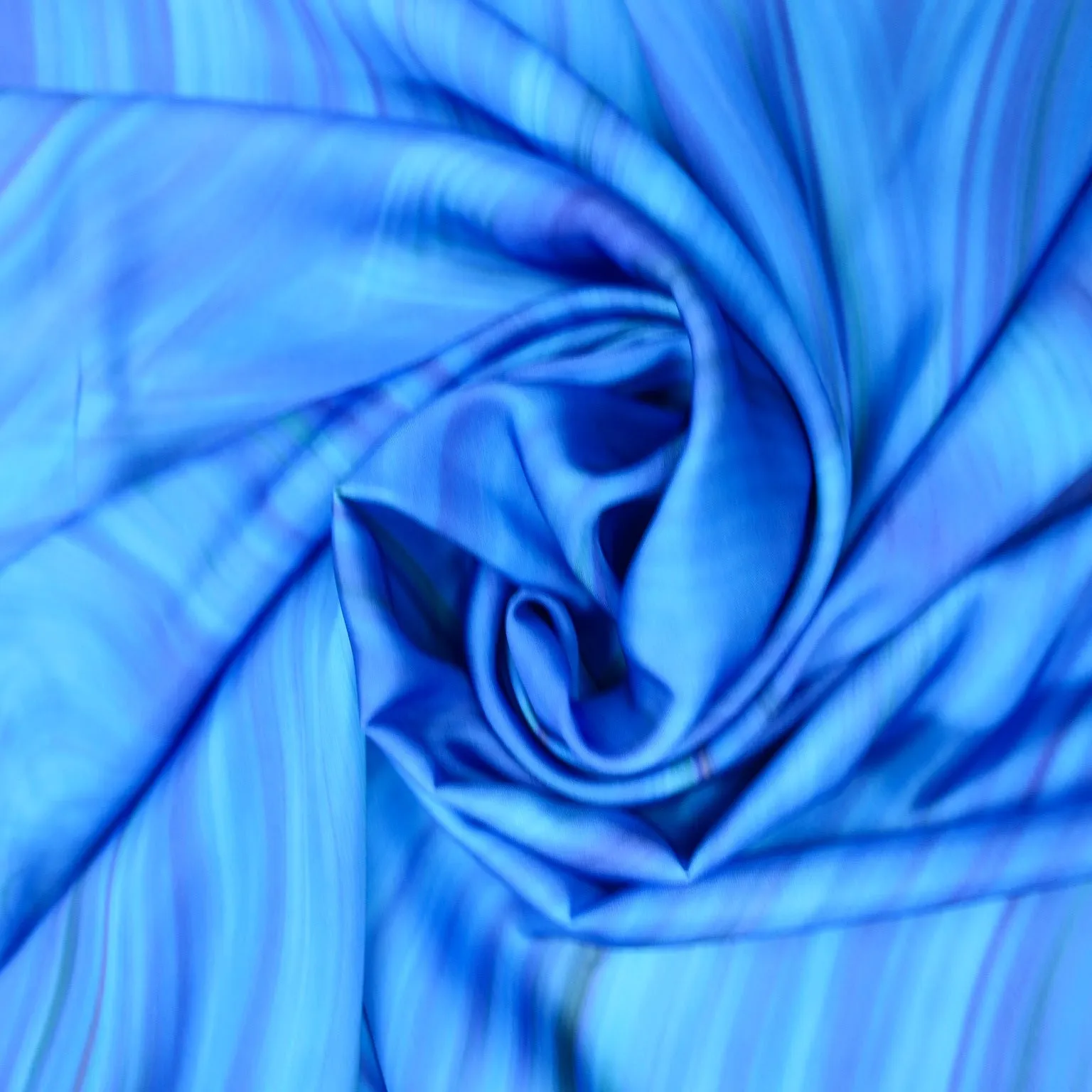 Blue Abstract on White Background Charmeuse Polyester Fabric