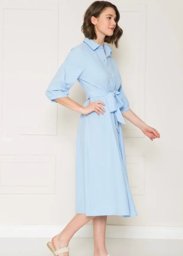 Blue Star, Shirt Dress, Midi Dress, Pale Blue