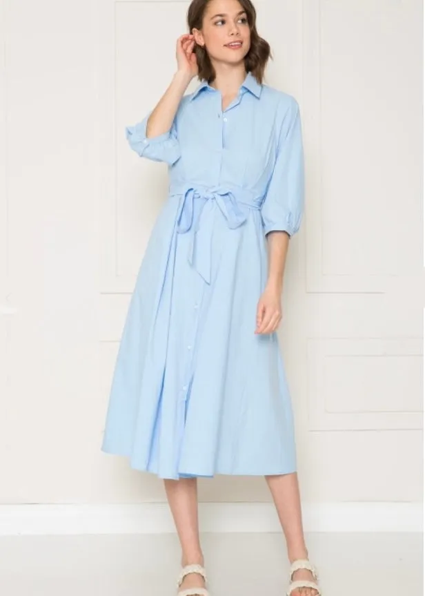 Blue Star, Shirt Dress, Midi Dress, Pale Blue