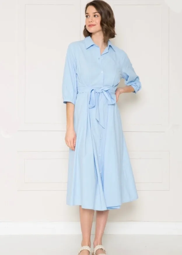 Blue Star, Shirt Dress, Midi Dress, Pale Blue