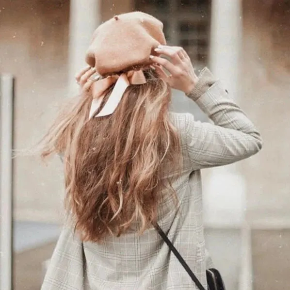 Bowknot White Wool Beret