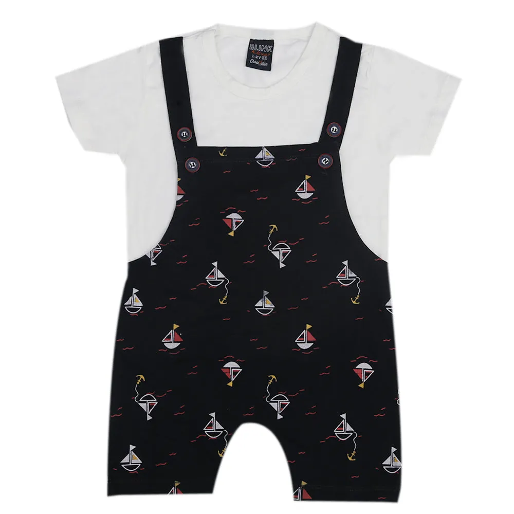 Boys Half Sleeves Romper - Navy Blue