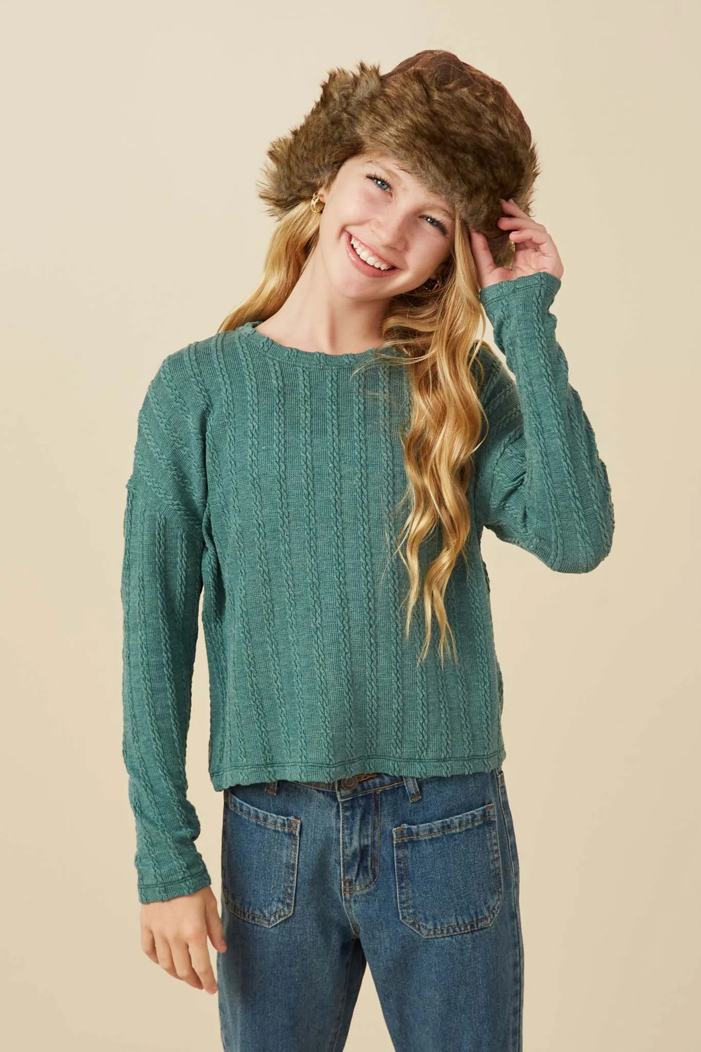 Cable Knit Banded Knit Top