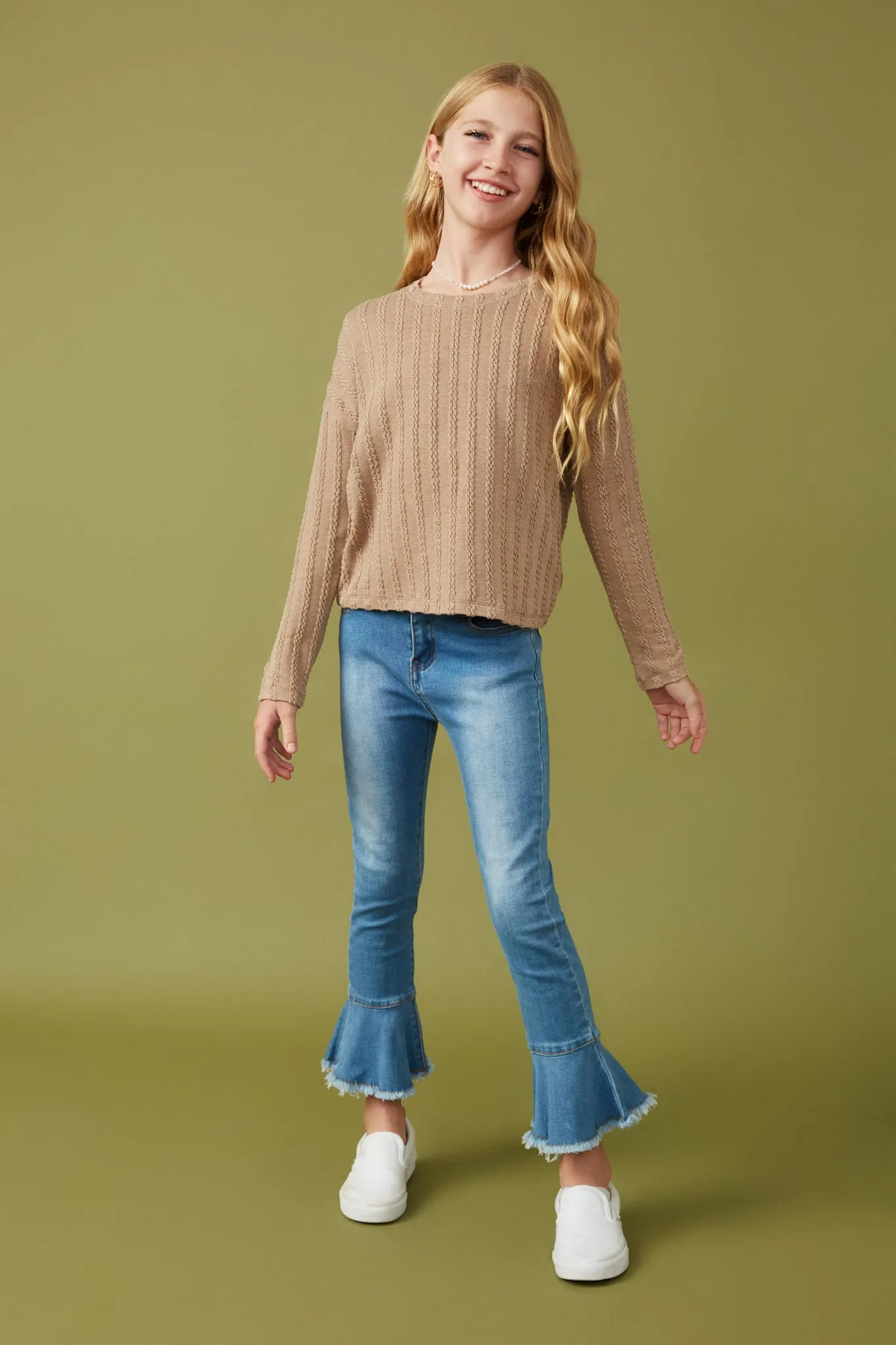 Cable Knit Banded Knit Top