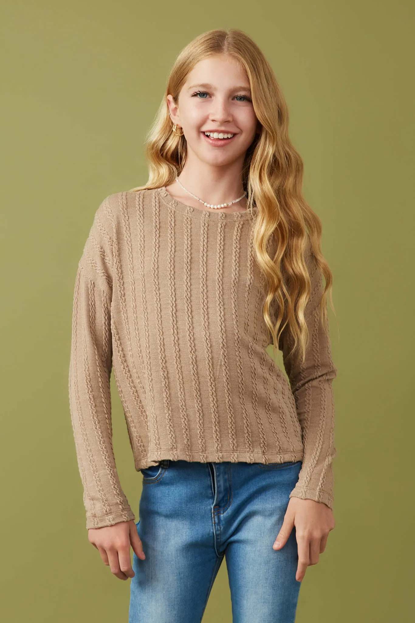 Cable Knit Banded Knit Top