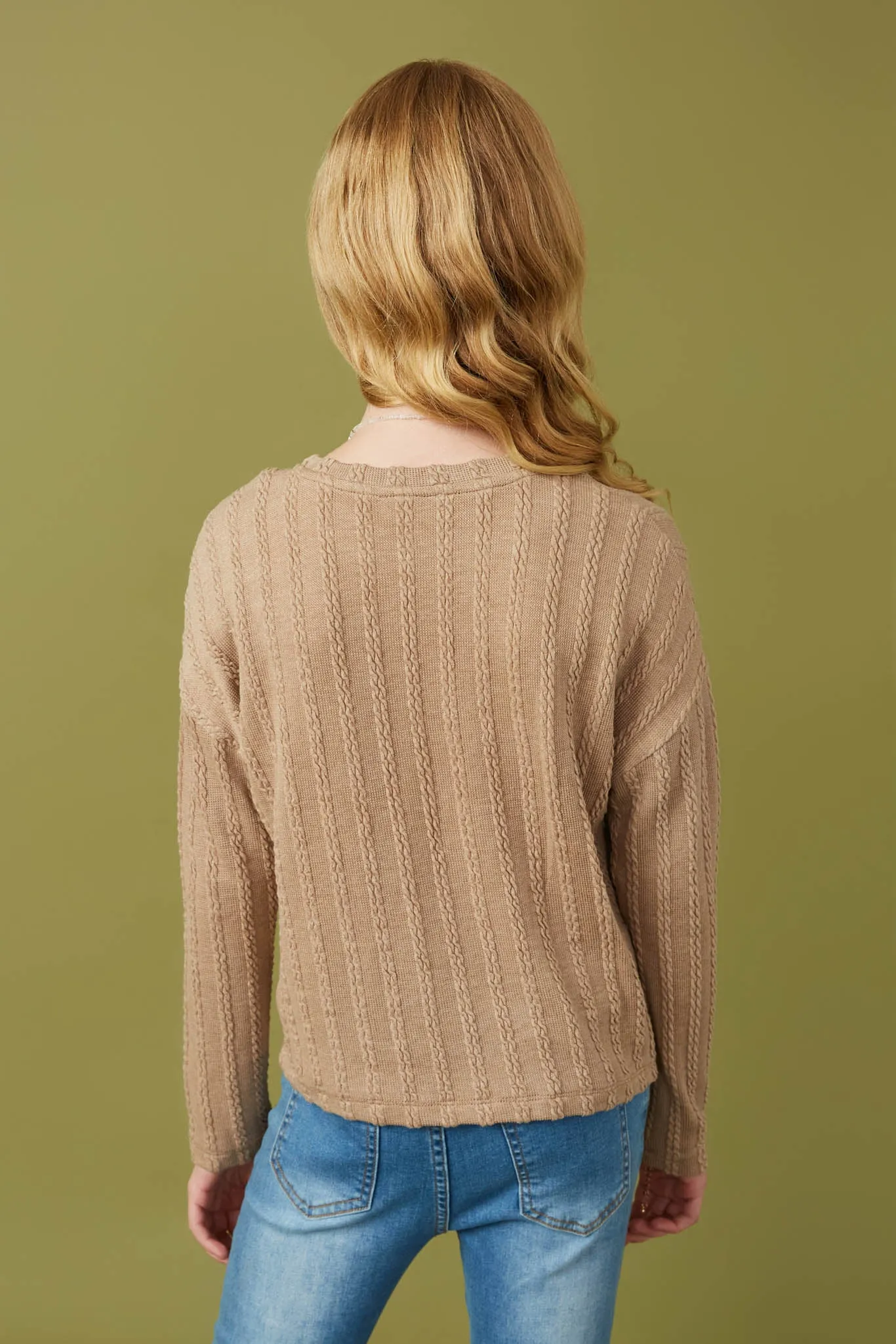 Cable Knit Banded Knit Top