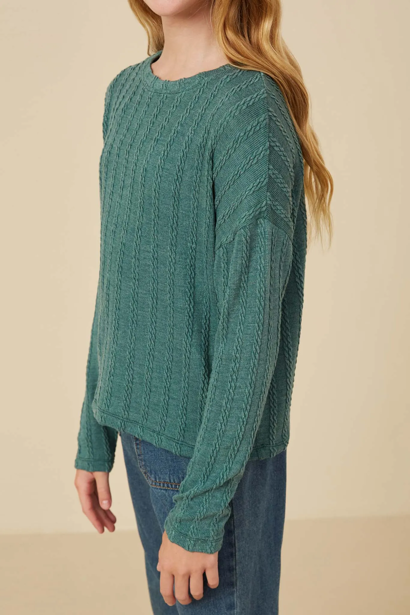 Cable Knit Banded Knit Top